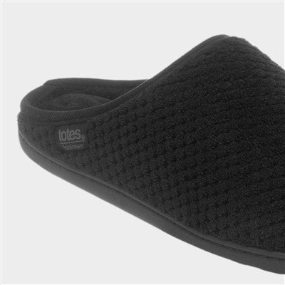 Swept Back Popcorn Mens Black Mule Slipper