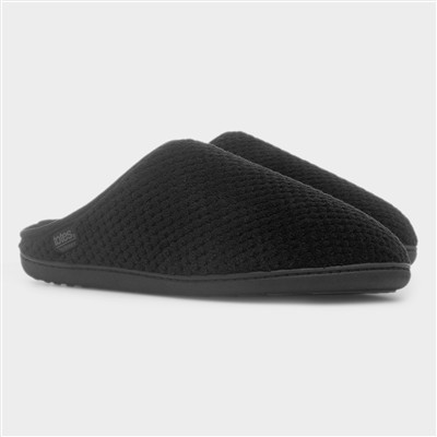 Swept Back Popcorn Mens Black Mule Slipper