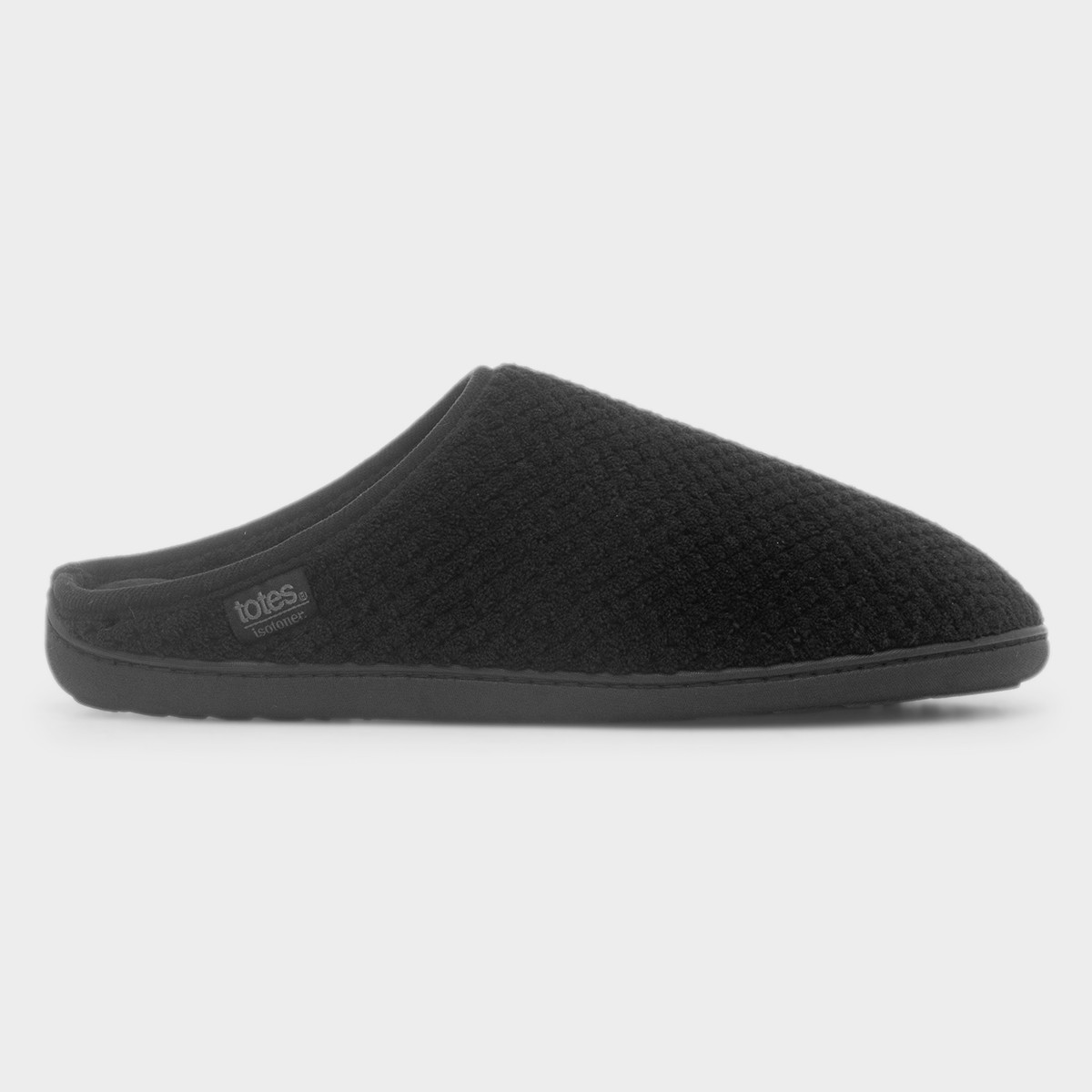 Swept Back Popcorn Mens Black Mule Slipper
