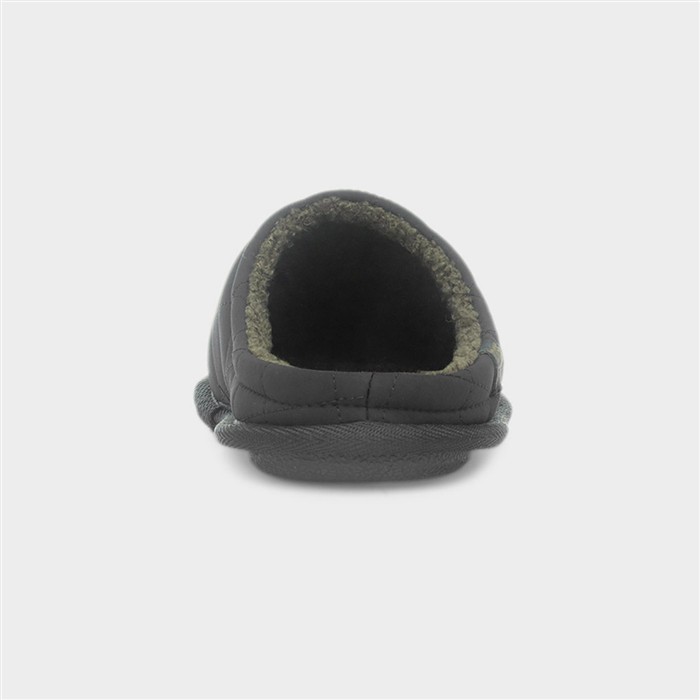 Mens Black Quilted Mule Slipper