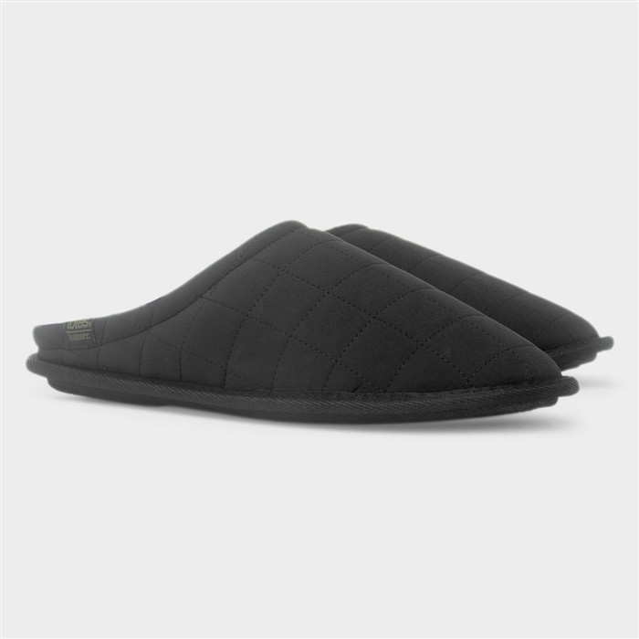 Mens Black Quilted Mule Slipper