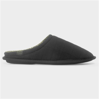 Mens Black Quilted Mule Slipper