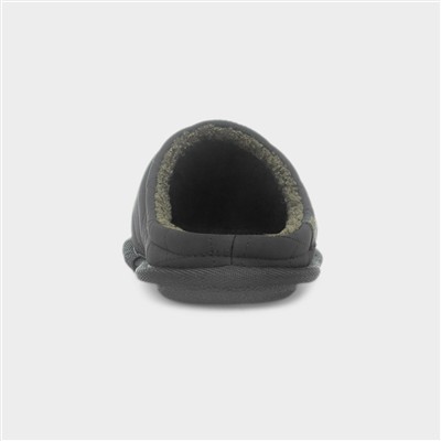 Mens Black Quilted Mule Slipper
