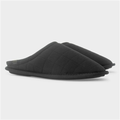 Mens Black Quilted Mule Slipper
