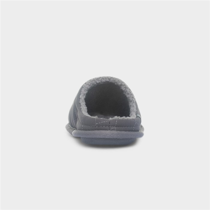 Mens Grey Quilted Mule Slipper