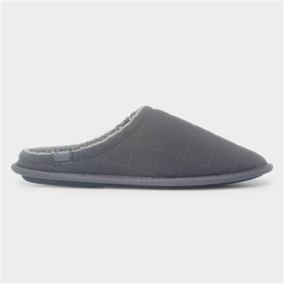 Mens Grey Quilted Mule Slipper