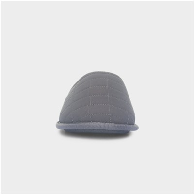 Mens Grey Quilted Mule Slipper