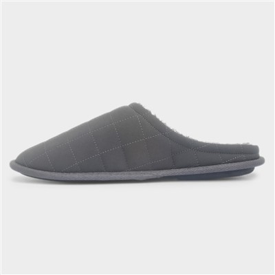 Mens Grey Quilted Mule Slipper