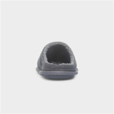 Mens Grey Quilted Mule Slipper