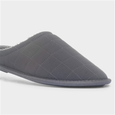 Mens Grey Quilted Mule Slipper