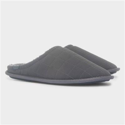 Mens Grey Quilted Mule Slipper