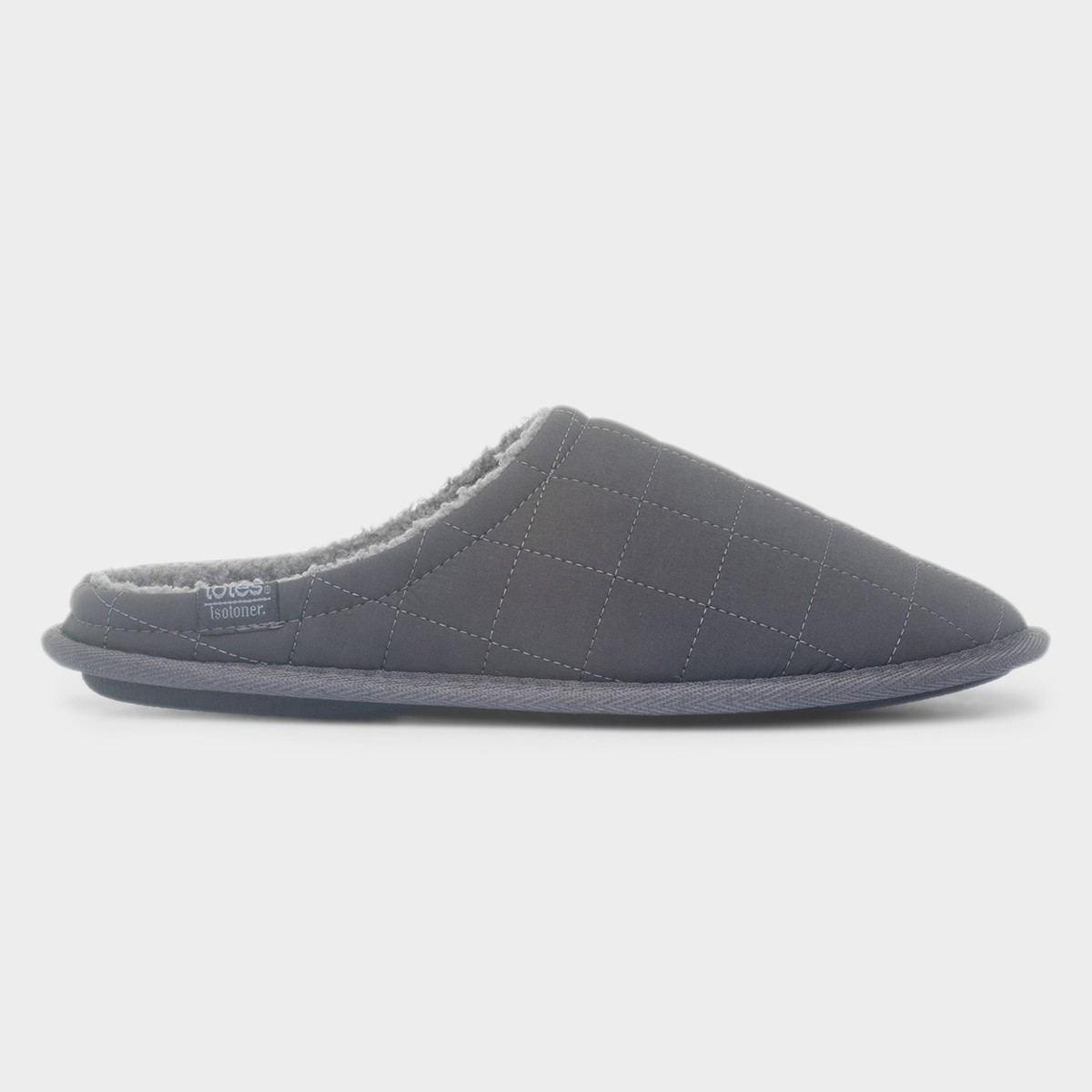 Mens Grey Quilted Mule Slipper