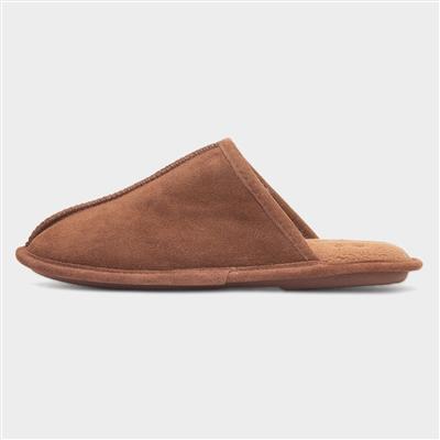 Mens Tan Suede Mule Slipper