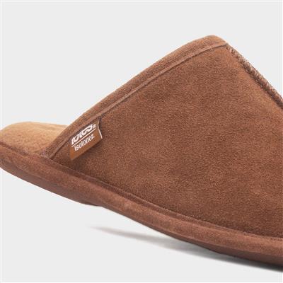 Mens Tan Suede Mule Slipper