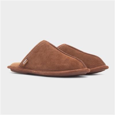 Mens Tan Suede Mule Slipper