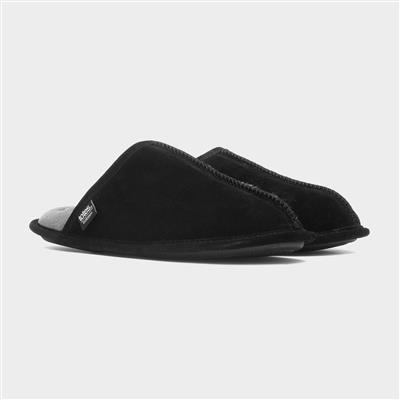 Mens Black Suede Mule Slipper