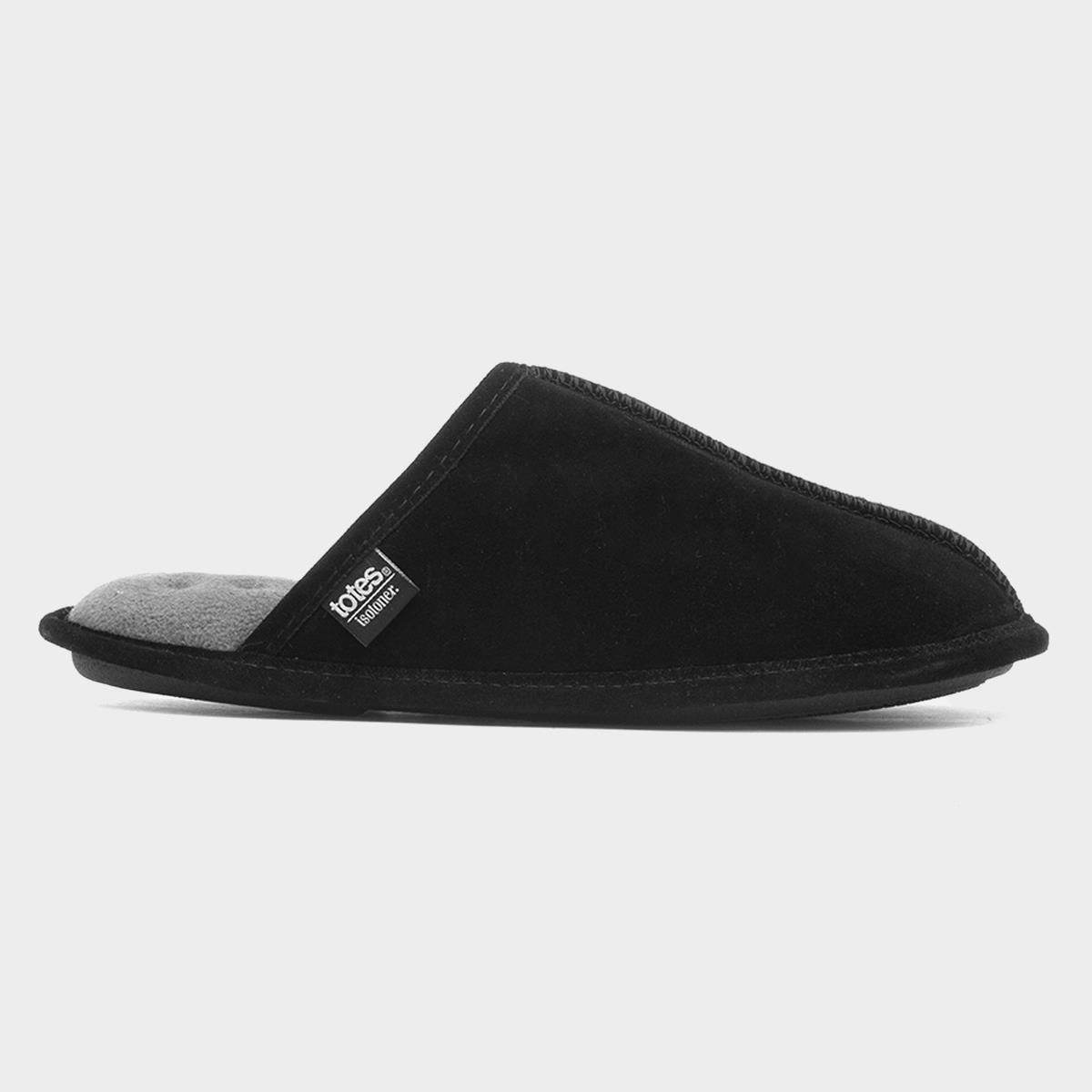 Mens Black Suede Mule Slipper