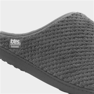 Swept Back Popcorn Mens Grey Mule Slipper