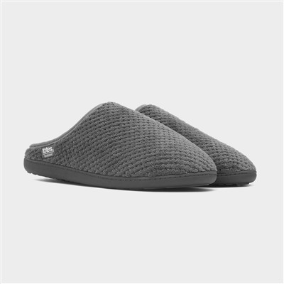 Swept Back Popcorn Mens Grey Mule Slipper