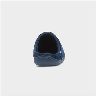 Swept Back Popcorn Mens Navy Mule Slipper