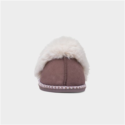 Serena Womens Brown Fluffy Mule Slipper