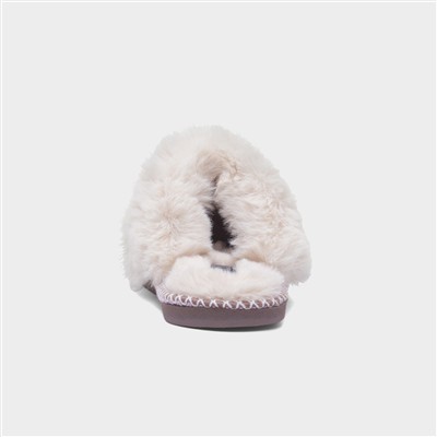 Serena Womens Brown Fluffy Mule Slipper