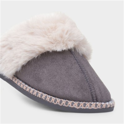 Serena Womens Grey Mule Slipper