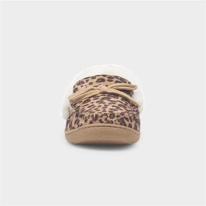 Maia Womens Brown Leopard Print Moccasin