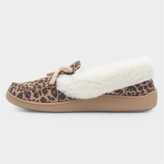 Maia Womens Brown Leopard Print Moccasin