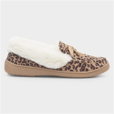 Maia Womens Brown Leopard Print Moccasin