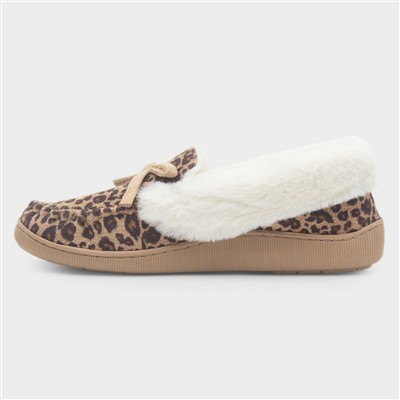 Maia Womens Brown Leopard Print Moccasin