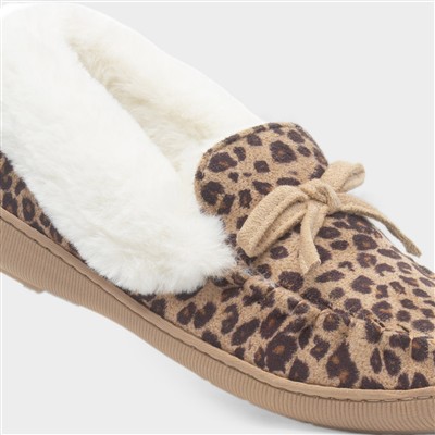 Maia Womens Brown Leopard Print Moccasin