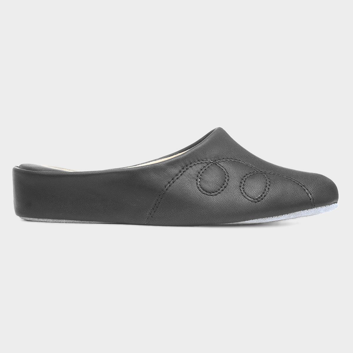 Mahon Womens Black Mule Leather Slipper