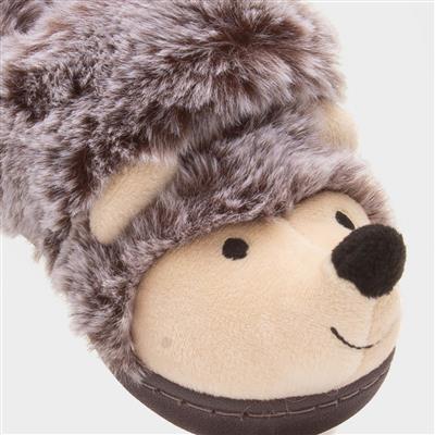 Kids Dark Brown Hedgehog Slipper