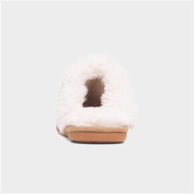 Womens Tan Faux Fur Mule Slipper