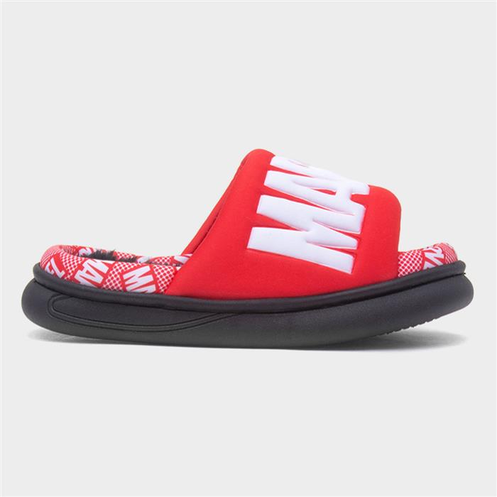 Marvel Red Avengers Kids Open Toe Mule Slipper Size 10