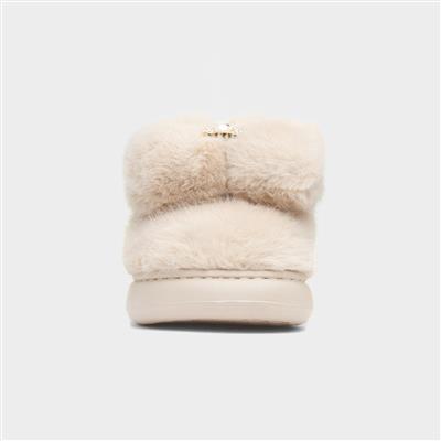Womens Beige Teddy Bear Mule Slipper