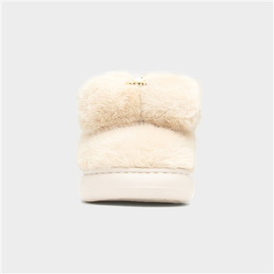Womens Beige Teddy Bear Mule Slipper