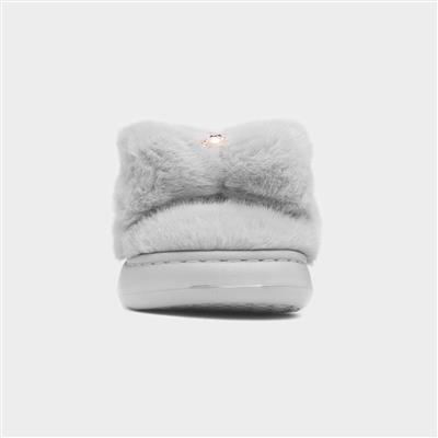 Womens Grey Teddy Bear Mule Slipper