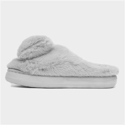 Womens Grey Teddy Bear Mule Slipper