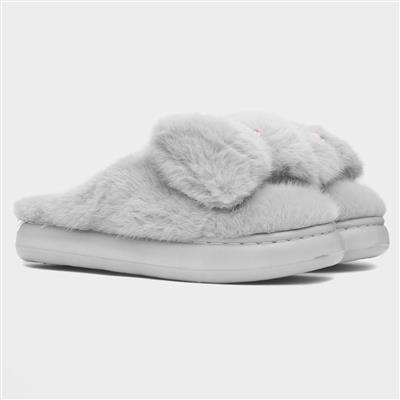 Womens Grey Teddy Bear Mule Slipper