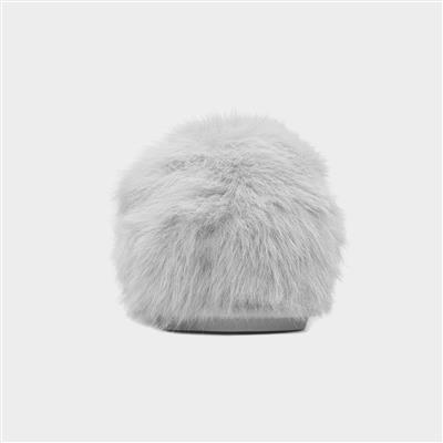 Coco Womens Grey Fluffy Mule Slipper
