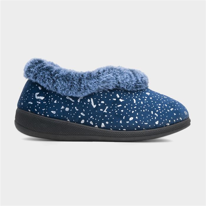 Jacinta Womens Navy Wide Fit Slippers