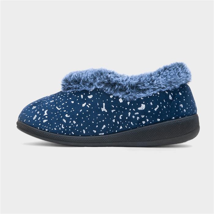 Jacinta Womens Navy Wide Fit Slippers