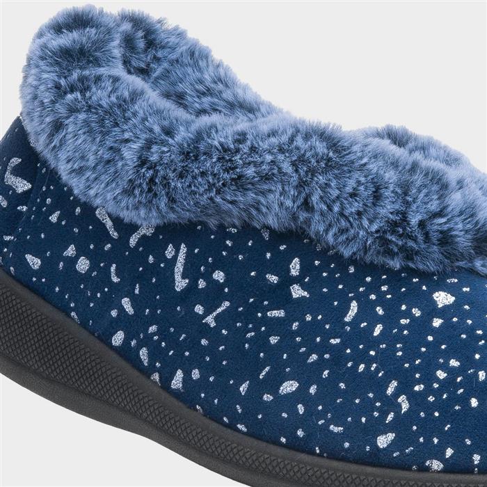 Jacinta Womens Navy Wide Fit Slippers