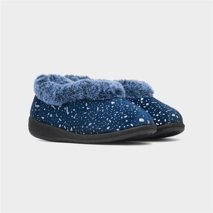 Jacinta Womens Navy Wide Fit Slippers