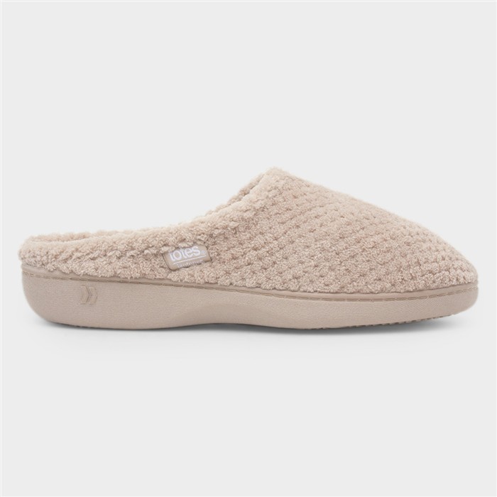 Totes Women's Beige Popcorn Terry Oat Mule Slipper Size 8