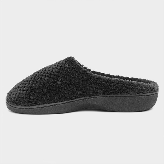 Popcorn Terry Womens Black Mule Slipper