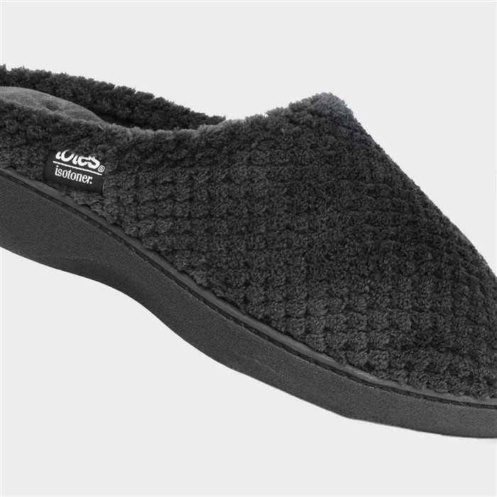 Popcorn Terry Womens Black Mule Slipper