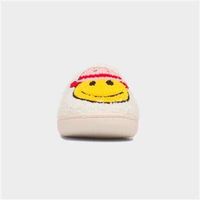 Womens Yellow Cowboy Happy Face Mule Slipper